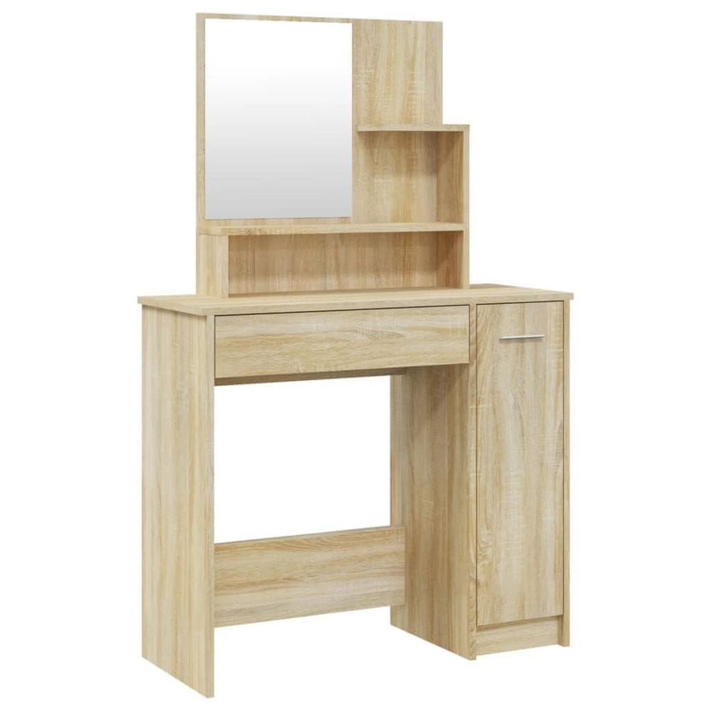 Vidaxl Toaletný stolík so zrkadlom dub sonoma 86,5x35x136 cm